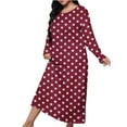 thumbnail image 1 of hotojiny Womens Plus Size Nightgown Fall Long Sleeve House Dresses Sleepwear Soft Ladies Star Sleep Shirt Nightdress S-5Xl, 1 of 6