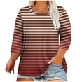 thumbnail image 1 of hotojiny Womens Plus Size Tops 3/4 Sleeve Crewneck Casual Pullover Shirts Fall Color Block Loose Tunic Blouses, 1 of 4