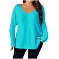 thumbnail image 1 of hotojiny Womens Plus Size Tops Casual Long Sleeve V Neck Comfy T Shirts Lounge Baggy Lightweight Soft Blouse, 1 of 7