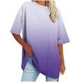 thumbnail image 1 of hotojiny Womens Plus Size Tops Fashion Gradation Half Sleeve Blouses Crew Neck Oversized T-Shirts Casual Loose Tunic Tees S-5XL, 1 of 7