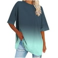 thumbnail image 1 of hotojiny Womens Plus Size Tops Fashion Gradation Half Sleeve Blouses Crew Neck Oversized T-Shirts Casual Loose Tunic Tees S-5XL, 1 of 7