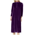 thumbnail image 1 of hotojiny Womens Plus Size Velvet Dress Vintage Fashion Long Sleeve Dress Elegant Soft Mock Neck Button Long Dress, 1 of 7