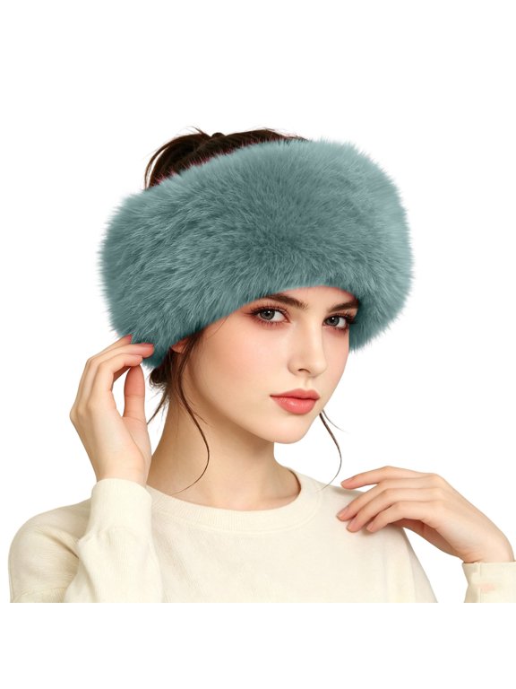Womens Plush Wide Headband Cozy Warm Ear Warmer Winter Hair Band for Cold Weather Outdoor Activities
