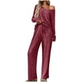 thumbnail image 1 of hotojiny Womens Ribbed Knit Lounge Set 2 Piece Pajama Outfits Soft Long Sleeve Tops and Pants Pj Set Loungewear Jogging Sweatsuits, 1 of 6