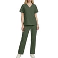 thumbnail image 1 of hotojiny Womens Sets 2 Piece Matching Outfit Short Sleeve V Neck Summer Tops Comfortable Straight-Leg Pants Casual Sweatsuits, 1 of 7