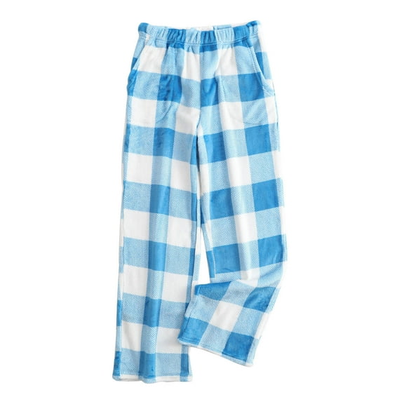 hotojiny Womens Shaggy Pajama Pants with Pockets Soft Comfortable Elastic Waist Pj Bottoms Fashion Plaid Lounge Pants Sherpa Sleepwear
