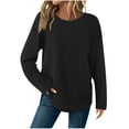 thumbnail image 1 of hotojiny Womens Shirts Casual Crew Neck Long Sleeve Tunic Tops Solid Color Athletic Workout Tees Lightweight Knit Pullover, 1 of 7