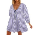 thumbnail image 1 of hotojiny Womens Summer Beach Rompers Casual Long Sleeve Flowy Wide Leg Short Jumpsuits Lounge Lightweight Loose Romper, 1 of 4