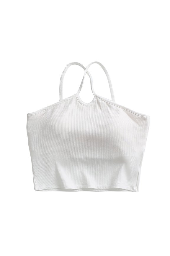 Womens Summer Cami Tops Base Layering Going out Clothes Soft Ribbed Sleeveless Spaghetti Strap Backless Shirt