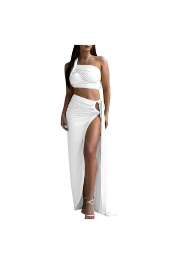 2 piece club dress Sexy Two Piece Beading Silver Tight Club Dress HD3192