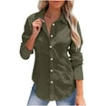 thumbnail image 1 of hotojiny Womens Summer Tops Casual Long Sleeve Cotton Linen Work Shirt Solid Color Button down Curved Hem Office Clothes, 1 of 7