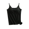 thumbnail image 1 of hotojiny Womens Summer Tops Comfortable Basic Sleeveless V Neck Cami Shirt with Built in Bra Going out Clothes, 1 of 3