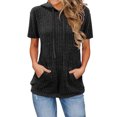 thumbnail image 1 of hotojiny Womens Summer Tops Lightweight Ribbed Short Sleeve Hoodies Casual Drawstring Pullover Shirt Fashion Clothes with Pockets, 1 of 6