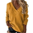 thumbnail image 1 of hotojiny Womens Sweaters Loose Ribbed Knit Pullover Tops Trendy Casual V Neck Shirts Fall Fashion Clothes, 1 of 6