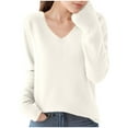 thumbnail image 1 of hotojiny Womens Sweaters V Neck Long Sleeve Soft Tops Solid Color Thermal Knit Pullover Sweaters Casual Shirts Fashion Clothing, 1 of 4