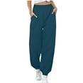 thumbnail image 1 of hotojiny Womens Sweatpants Baggy Athletic Workout Joggers with Pockets Elastic High Waisted Solid Trousers, 1 of 7
