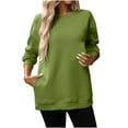 thumbnail image 1 of hotojiny Womens Sweatshirt Casual Crewneck Fleece Pullover Tops Oversized Side Slit Athletic Clothes with Pockets Fall Outfits, 1 of 7