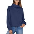 thumbnail image 1 of hotojiny Womens Sweatshirt Casual Long Sleeve Lightweight Turtleneck Sweatshirts Solid Color Loose Pullover Tops, 1 of 7