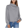 thumbnail image 1 of hotojiny Womens Sweatshirt Casual Long Sleeve Lightweight Turtleneck Sweatshirts Solid Color Loose Pullover Tops, 1 of 7
