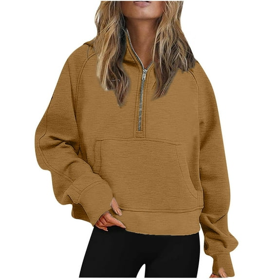 hotojiny Womens Sweatshirt Lightweight Long Sleeve Half Zip Up Pullover Oversized Casual Warm Athletic Fleece Hoodies with Pockets