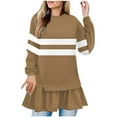 thumbnail image 1 of hotojiny Womens Sweatshirts Trendy Stripes Patchwork Crewneck Pullover Long Sleeve Ruffle Hem Oversized Teen Girls Flowy Top, 1 of 5