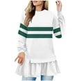 thumbnail image 1 of hotojiny Womens Sweatshirts Trendy Stripes Patchwork Crewneck Pullover Long Sleeve Ruffle Hem Oversized Teen Girls Flowy Top, 1 of 4