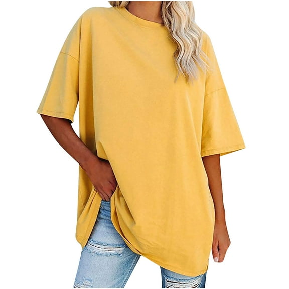hotojiny Womens Tops Soft Basic Summer Crewneck T Shirts Short Sleeve Casual Loose T Shirt Trendy Outfits