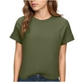 thumbnail image 1 of hotojiny Womens Tops Summer Short Sleeve Basic T Shirts Textured Crew Neck Casual Tees Spring Trendy Clothes S-XXL, 1 of 7