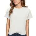 thumbnail image 1 of hotojiny Womens Tops Summer Short Sleeve Basic T Shirts Textured Crew Neck Casual Tees Spring Trendy Clothes S-XXL, 1 of 7