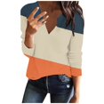 thumbnail image 1 of hotojiny Womens Tops V Neck Long Sleeve Casual Shirts Color Block Knit Comfy Pullover Blouses Fall Fashion Tunics Tees, 1 of 5