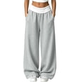 thumbnail image 1 of hotojiny Womens Wide Legs Sweatpants Fashion Colorblock Pants with Pockets Elastic Waist Baggy Pants Streetwear(Gray,Medium), 1 of 8