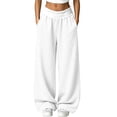 thumbnail image 1 of hotojiny Womens Wide Legs Sweatpants Fashion Colorblock Pants with Pockets Elastic Waist Baggy Pants Streetwear(White,X-Large), 1 of 8