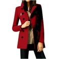 thumbnail image 1 of hotojiny Womens Winter Wool Blend Pea Coat Double Breasted Lapel Collar Trench Coat Long Sleeve Casual Overcoat with Pockets, 1 of 4