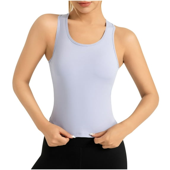 hotojiny Womens Workout Tops Breathable Seamless Crew Neck Athletic Shirts Casual Sleeveless Stretch Running Yoga Tee Clothes