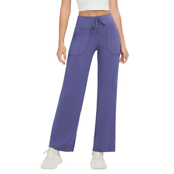 hotojiny Womens Yoga Pants with Pocket Comfy Lounge Gym Exercise Trousers Casual High Waist Wide Leg Workout Pants