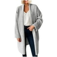 thumbnail image 1 of hotojiny Wool Trench Coat for Women Elegant Long Sleeve Open Front Pea Coat Winter Warm Lapel Overcoat with Pockets, 1 of 6