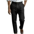 thumbnail image 1 of hotojiny Work Pants for Men Casual Cotton Linen Button up Dress Pants Comfy Straight Leg Summer Golf Pants Beachwear, 1 of 5