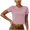 thumbnail image 1 of hotojiny Workout Crop Tops for Women Lightweight Quick Drying Short Sleeve Athletic Shirts Breathable Crew Neck Yoga Running Gym Tee, 1 of 4
