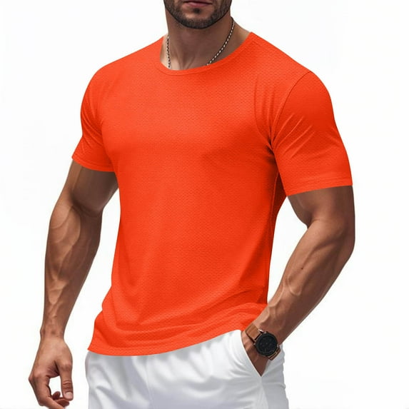 hotojiny Workout Shirts for Men Athletic Running Gym Quick Dry T Shirt Casual Short Sleeve Performance Breathable Tops