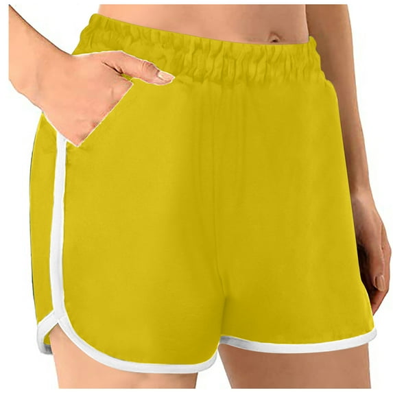 hotojiny Workout Shorts Women Summer Comfy Elastic Waisted Athletic Running Shorts Lightweight Casual Beach Hot Pants with Pockets