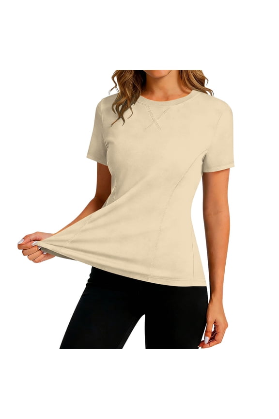 Workout Tops for Women Short Sleeve Sun Protection Athletic T Shirts Breathable Crew Neck Quick Dry Tennis Yoga Running Tee