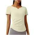 thumbnail image 1 of hotojiny Workout Tops for Women Slim Notch V Neck Short Sleeve Ruched Shirt Athletic Sports Running Yoga Tee Gym Clothes, 1 of 7