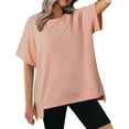 thumbnail image 1 of hotojiny Workout Tops for Women Summer Fashion Short Sleeve Oversized T Shirts Loose Crewneck Casual Blouse, 1 of 7