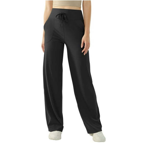 hotojiny Yoga Pants with Pockets for Women Casual Gym Exercise High Waist Trousers Lounge Baggy Wide Leg Workout Pants