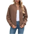 thumbnail image 1 of hotojiny Zip up Jackets for Women Trendy Textured Lightweight Jacket Casual Long Sleeve Coat Outerwear Fall Fashion Outfit, 1 of 7