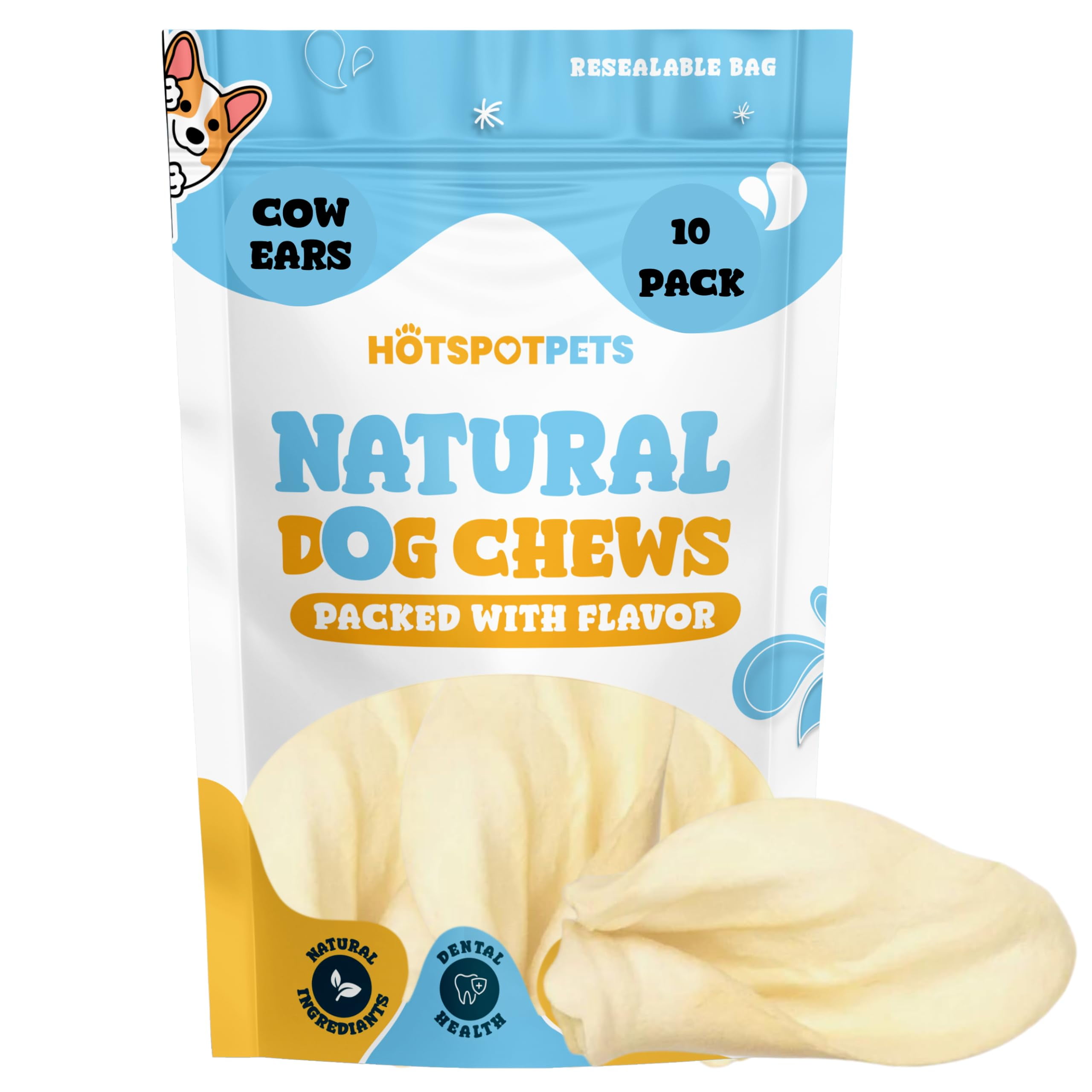 Pawlicious 30 Pack Large Cow Ears With Meat For Dogs Chews Delicious Healthy Pet Treats 100% Natural Air Dried Pet Food Long Lasting Dental Health 30 Pieces