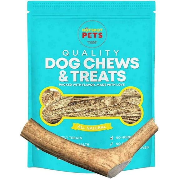 hotspot pets Antlers for Dogs, Naturally Shed Elk Antlers, All Natural Elk Antler Dog Chew Rawhide Alternative Made in USA - for Aggressive Chewers (Large)
