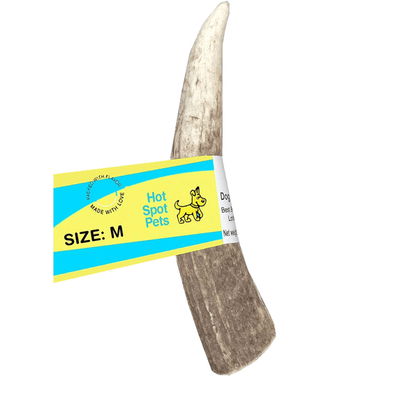 hotspot pets Antlers for Dogs, Naturally Shed Elk Antlers, All Natural Elk Antler Dog Chew Rawhide Alternative Made in USA - for Aggressive Chewers (Medium)