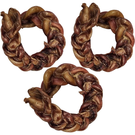 HotSpot Pets Braided Bully Stick Rings - Premium All Natural Beef Pizzle Dog Chews - Grain Free Rawhide Alternative