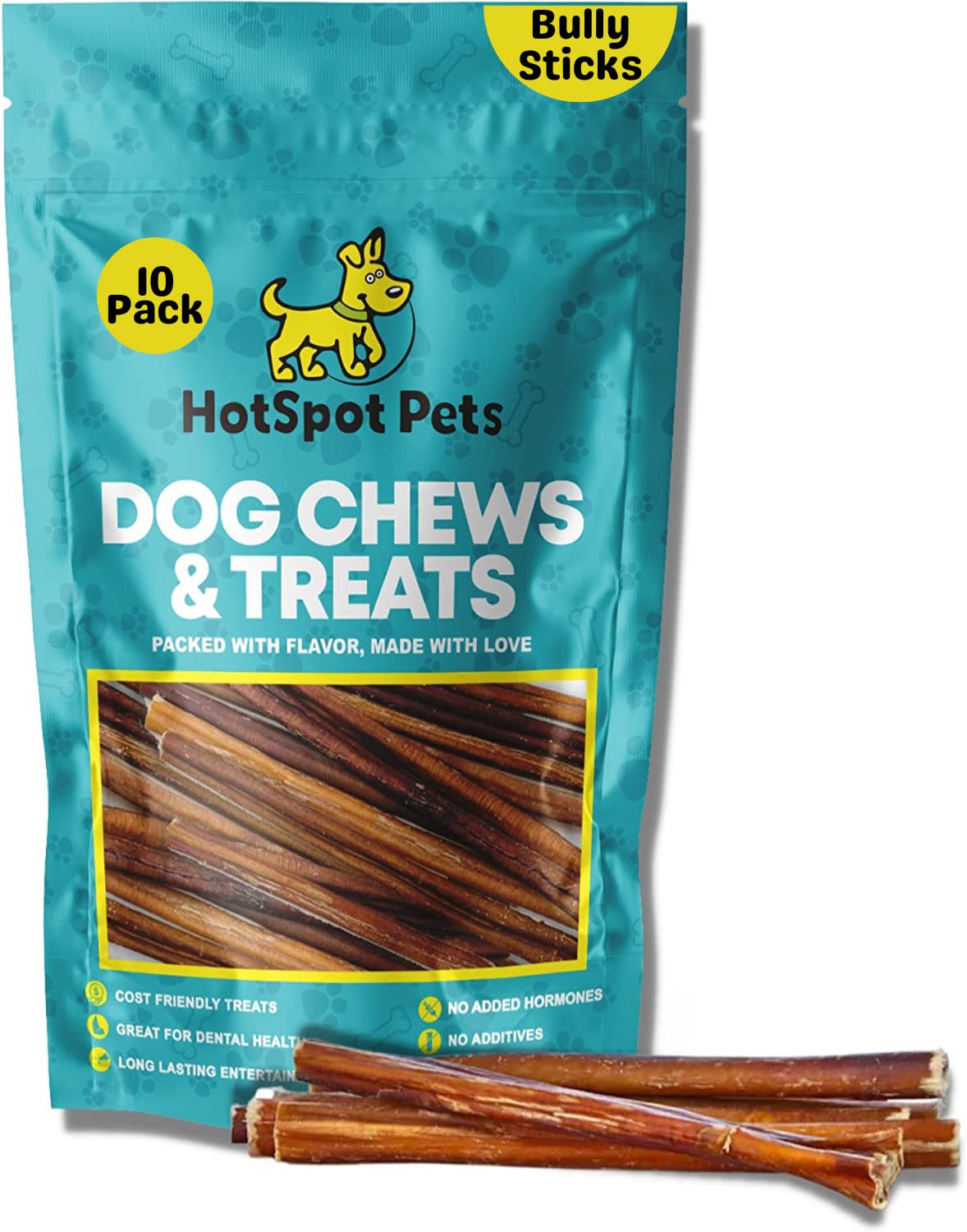 hotspot pets Bully Sticks DHF10 6 Inch 10 Pack Premium Natural Long
